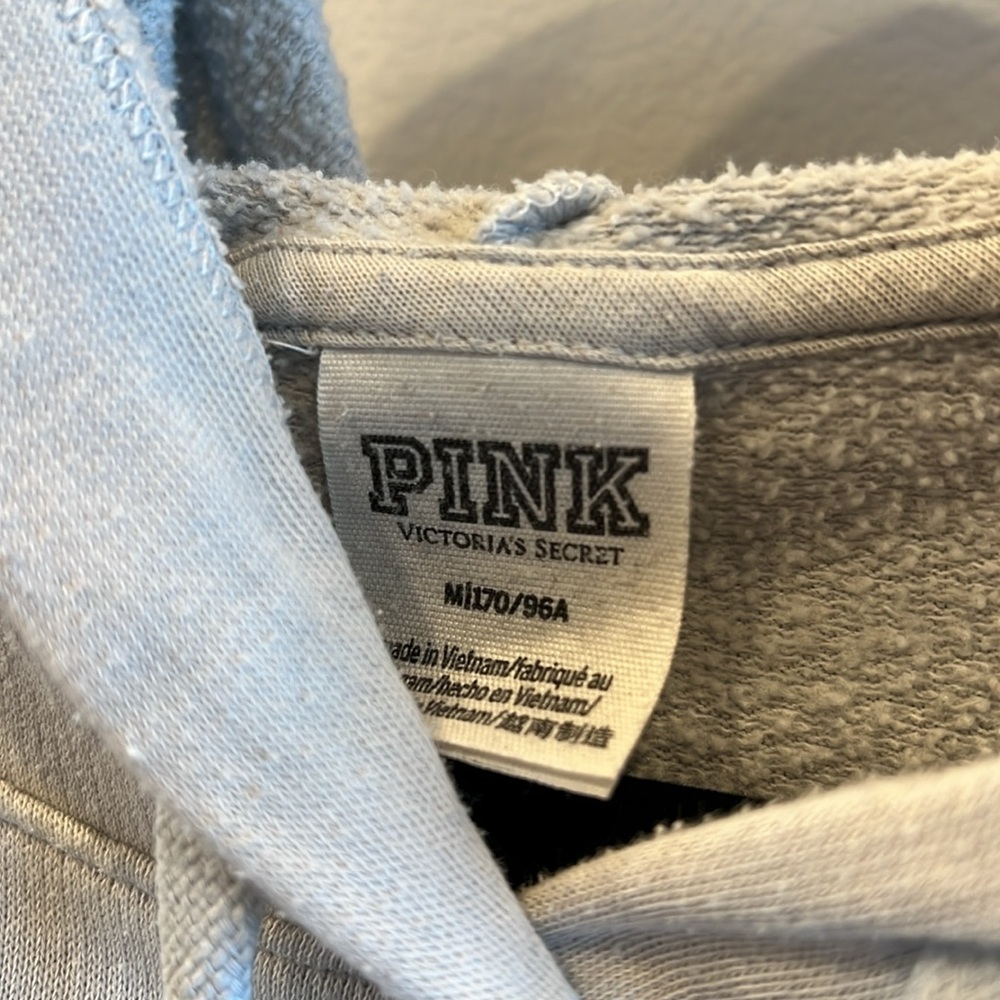 Very pale blue-gray Pink hoodie size M - Picture 2 of 6